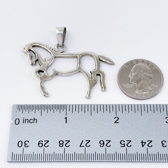 Vintage Sterling Silver 925 Openwork Horse Pendant - Picture 8 of 8